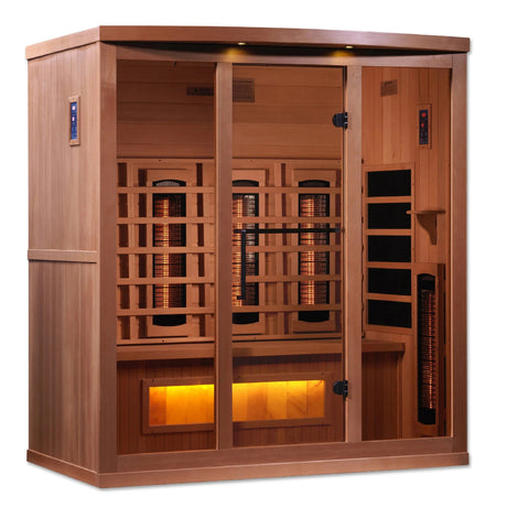 Golden Designs 4-Person Full Spectrum PureTech™ Near Zero EMF FAR Infrared Sauna with Himalayan Salt Bar Canadian Hemlock