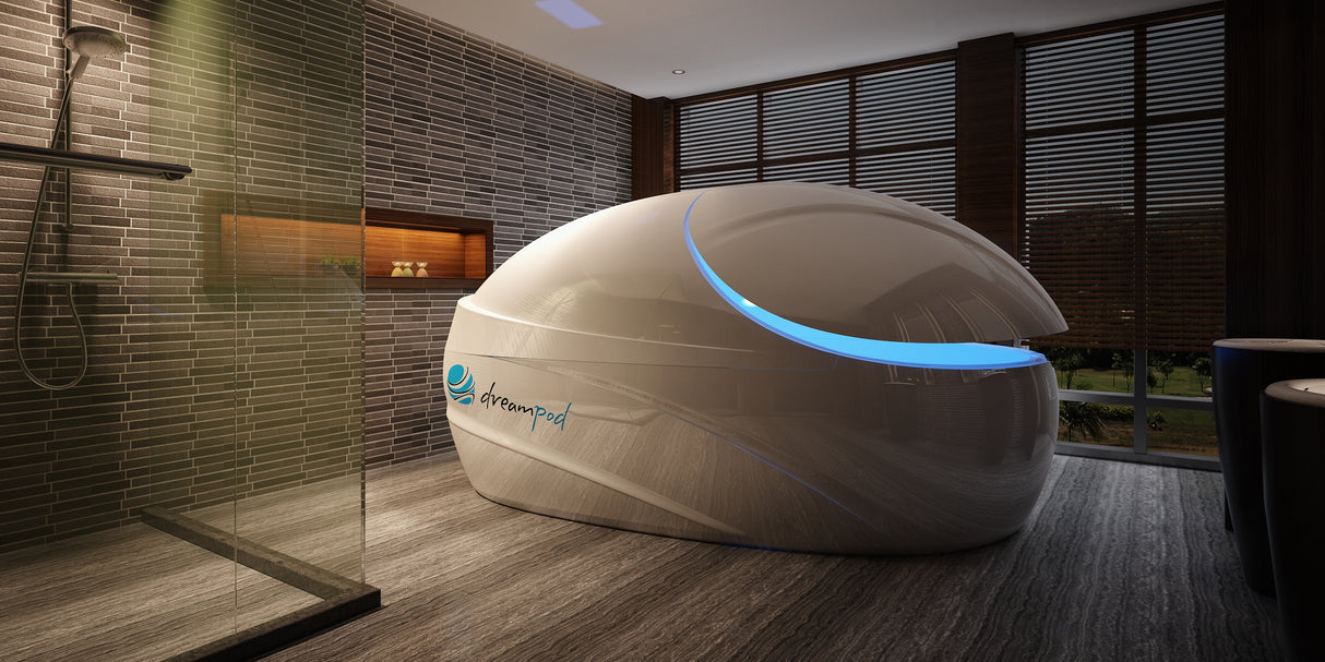 Experience complete relaxation and sensory deprivation with the Dreampod VMAX Float Pod at Aurora Sanctuary