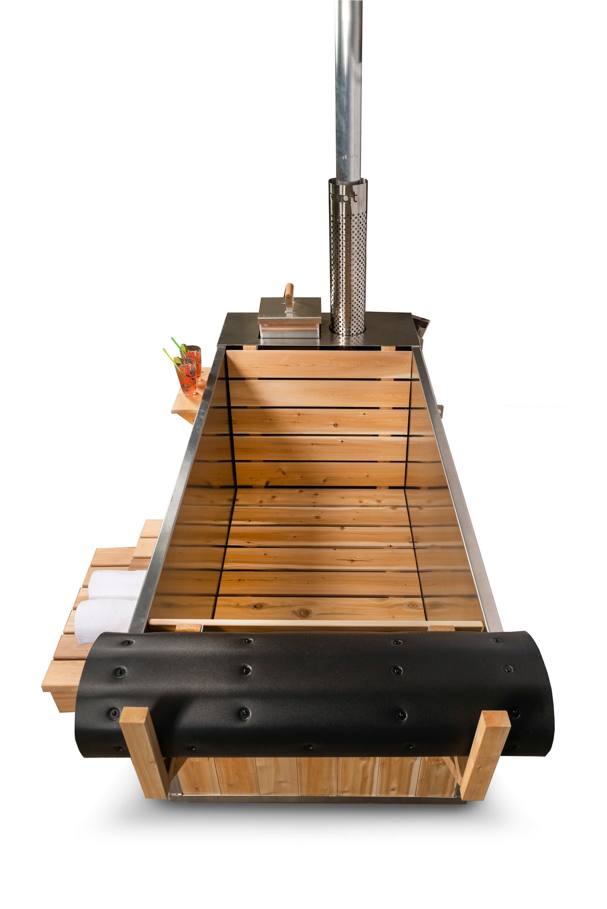 Canadian Timber Wood-Burning Hot Tub with Roll-Up Cover Kit for Relaxing Outdoor Experience