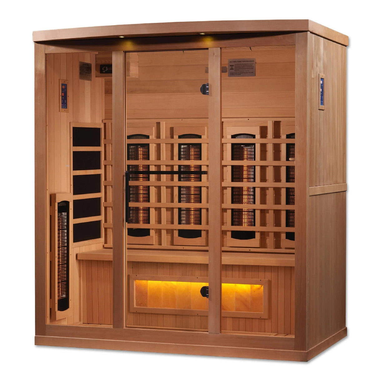 Golden Designs 4-Person Full Spectrum PureTech™ Near Zero EMF FAR Infrared Sauna with Himalayan Salt Bar Canadian Hemlock