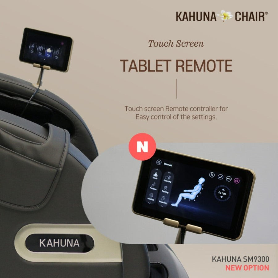 Close-up of Kahuna SM-9300 massage chair control panel with voice recognition feature