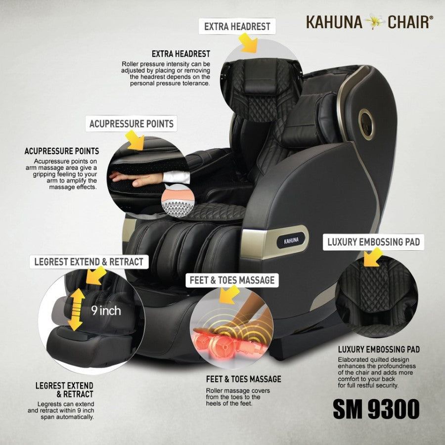 Back view of Kahuna SM-9300 massage chair showing sleek design and build