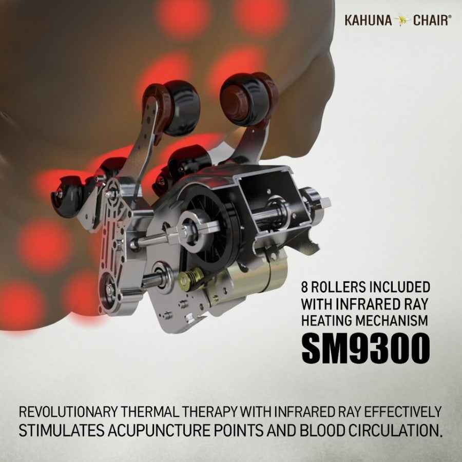 Kahuna SM-9300 massage chair with infrared heating function displayed