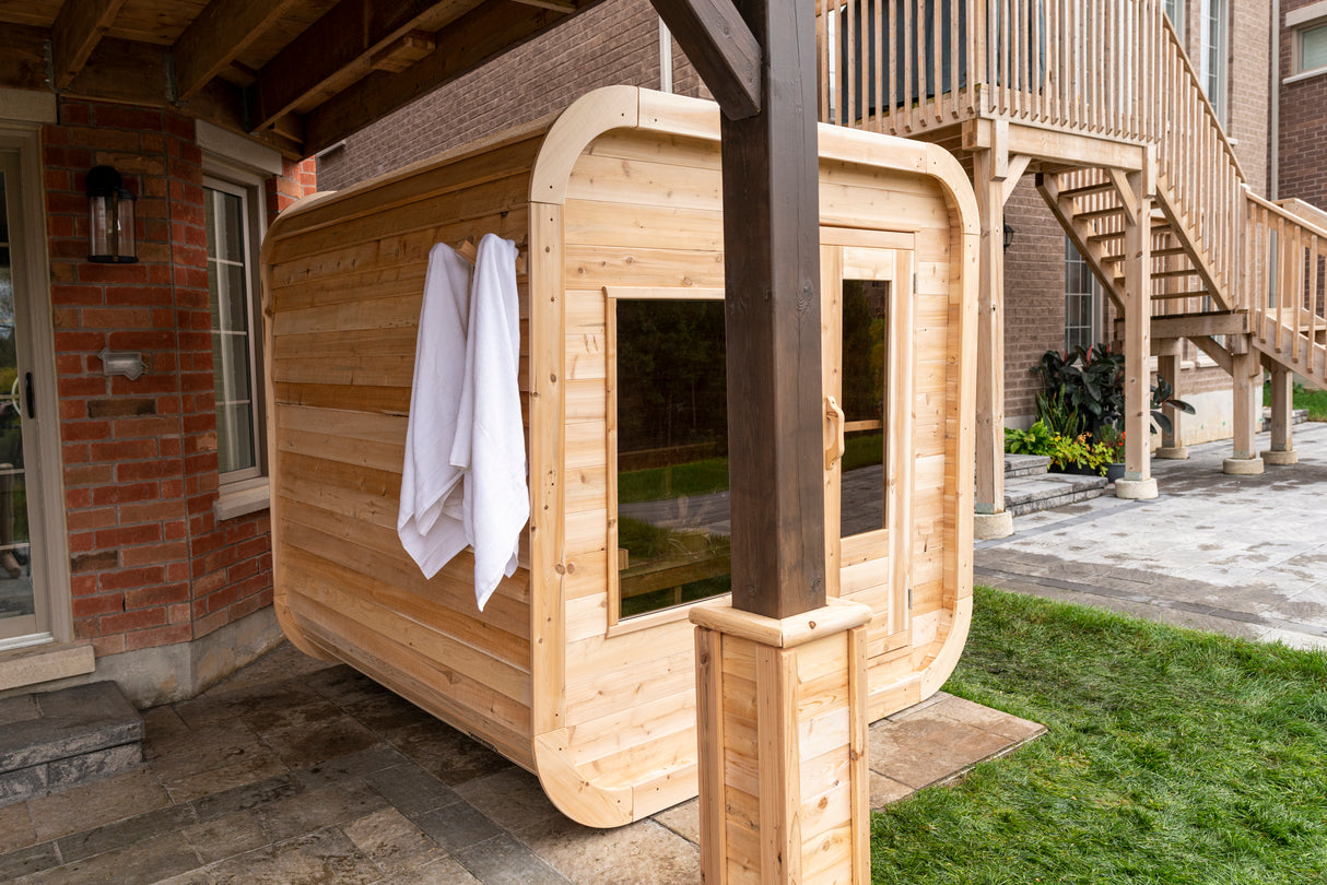 Image of Dundalk Leisurecraft Canadian Timber 4-Person Luna Sauna at Aurora Sanctuary - Shop now!