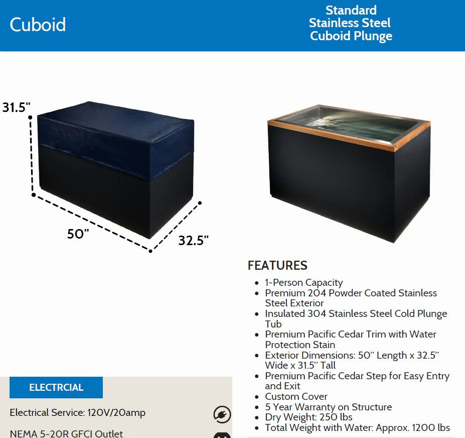 2024 Dynamic Cold Therapy Cuboid: Premium Stainless Steel Cold Plunge Ice Bath & WiFi-Enabled Cold/Heat Chiller