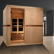 GOLDEN DESIGNS CATALONIA 8-PERSON PureTech™ NEAR ZERO EMF UNDER 2MG FAR INFRARED SAUNA CANADIAN HEMLOCK
