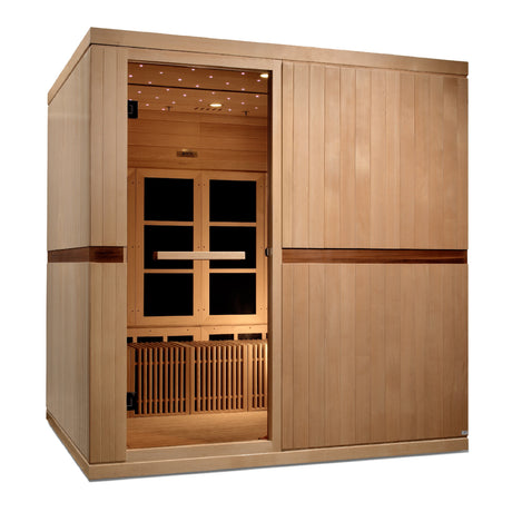 GOLDEN DESIGNS CATALONIA 8-PERSON PureTech™ NEAR ZERO EMF UNDER 2MG FAR INFRARED SAUNA CANADIAN HEMLOCK