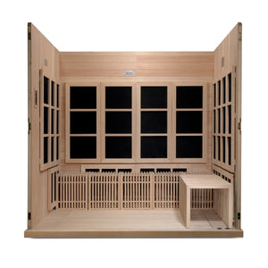 GOLDEN DESIGNS CATALONIA 8-PERSON PureTech™ NEAR ZERO EMF UNDER 2MG FAR INFRARED SAUNA CANADIAN HEMLOCK