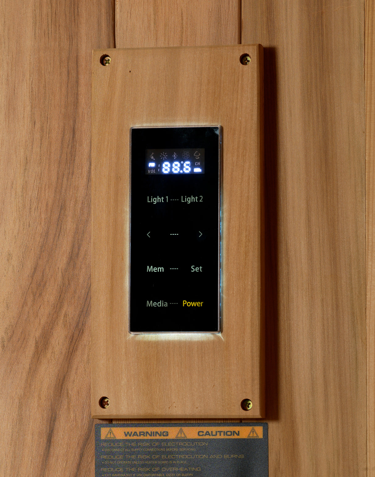 Golden Designs 2025 Osla Edition 6-Person Sauna in Canadian Red Cedar - Modern control panel for easy operation