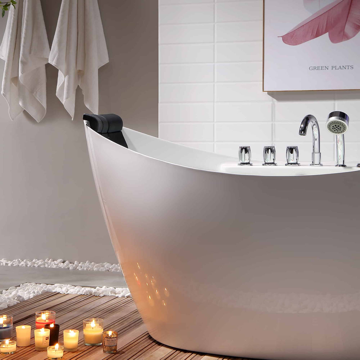 EMPAVA 59AIS11 59 IN. WHIRLPOOL FREESTANDING ACRYLIC BATHTUB