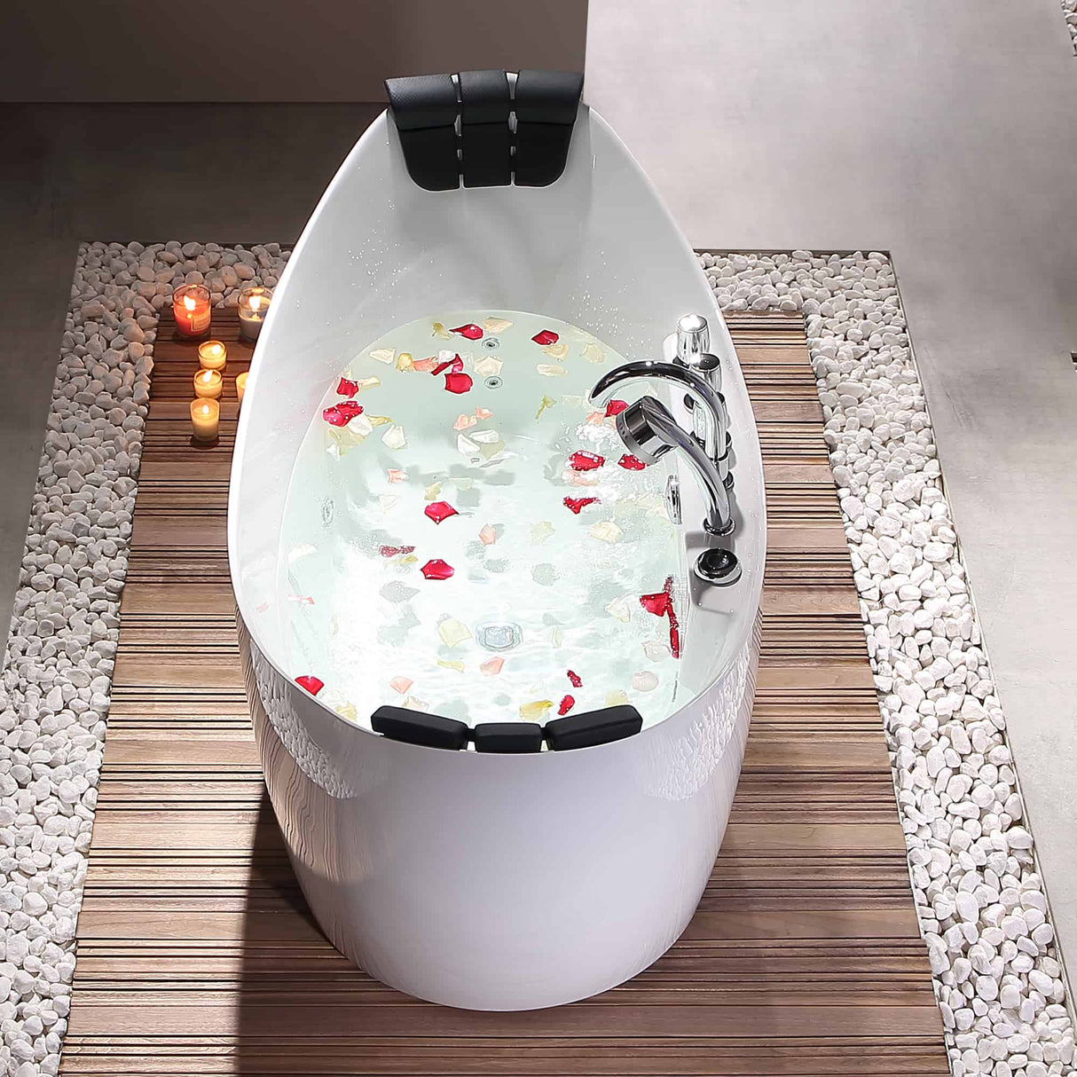 EMPAVA 59AIS11 59 IN. WHIRLPOOL FREESTANDING ACRYLIC BATHTUB