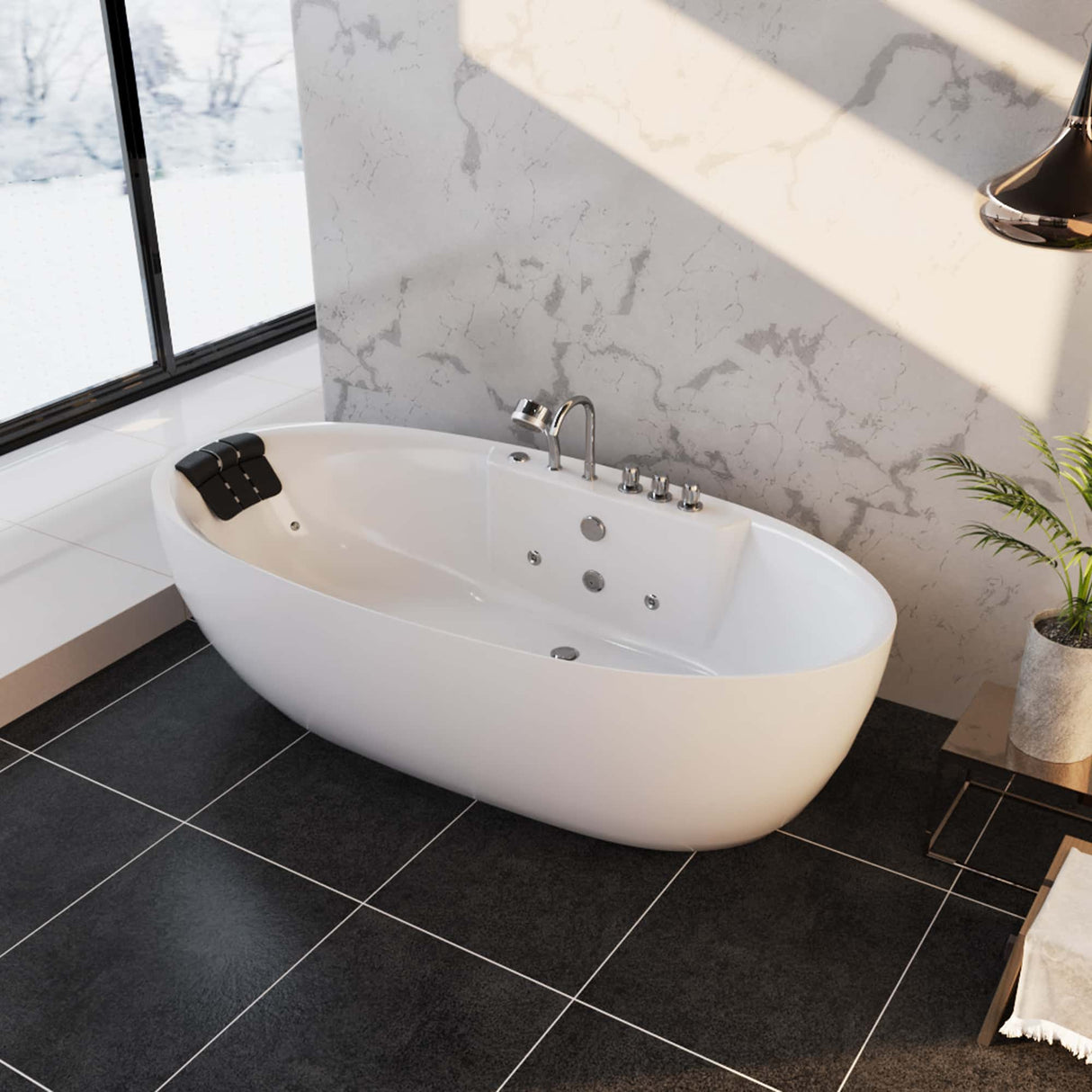 EMPAVA 59AIS12 59 IN. WHIRLPOOL FREESTANDING ACRYLIC OVAL BATHTUB