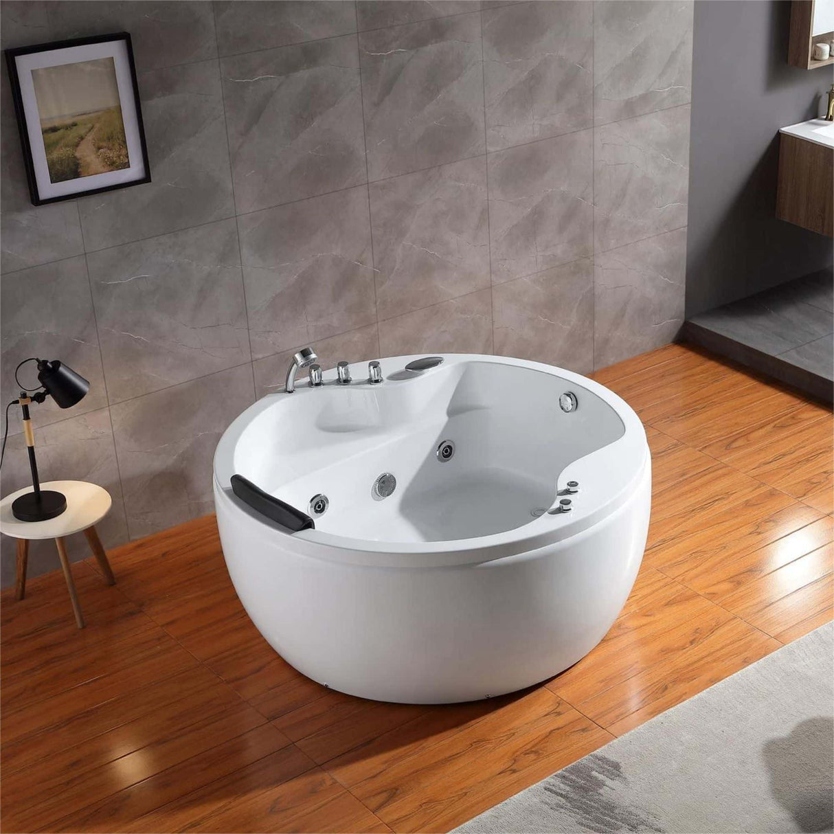 EMPAVA 59JT005 59 IN. WHIRLPOOL ACRYLIC HYDROMASSAGE ROUND TUB