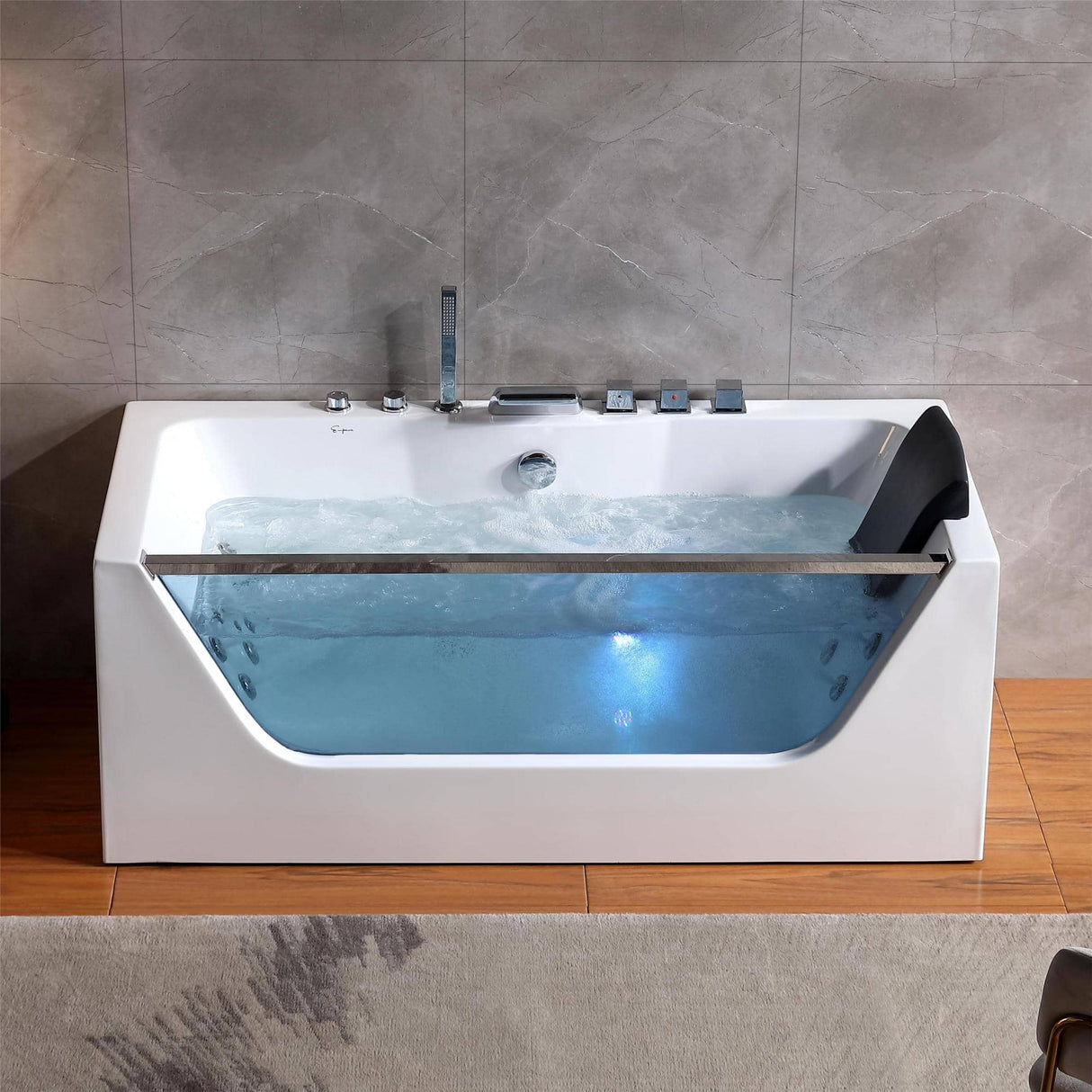 Empava 59JT408LED 59-In Whirlpool Bathtub with Hydromassage, ideal for luxurious relaxation