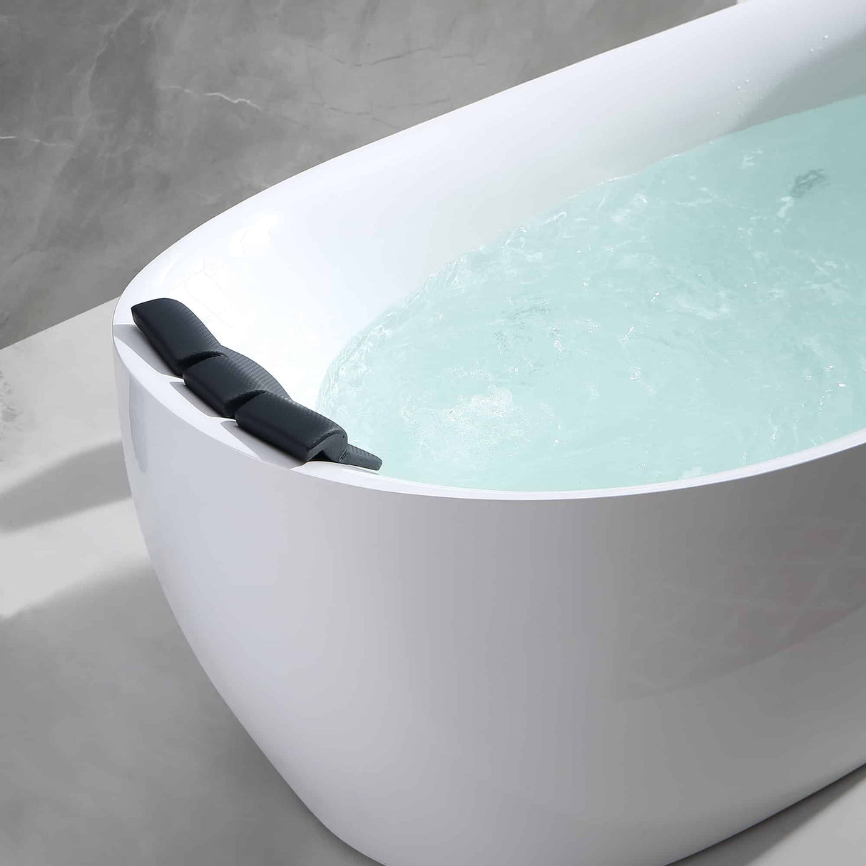 Empava 67AIS02 67-Inch Whirlpool Freestanding Acrylic Hydromassage Oval Bathtub displayed at Aurora Sanctuary - luxurious and elegant bathroom product