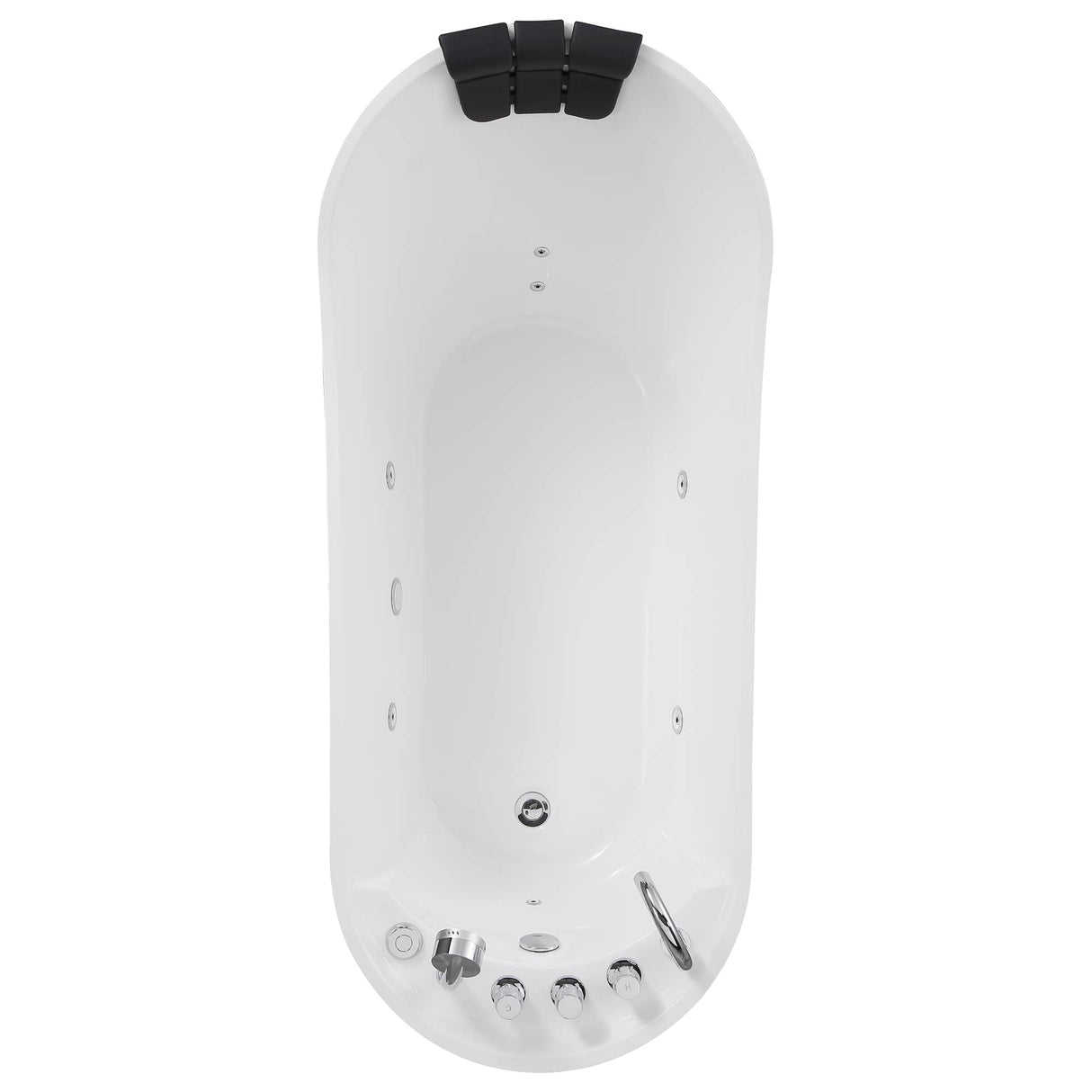 Empava 67AIS09 67-Inch Whirlpool Freestanding Acrylic Bathtub - Oval High Back Single Ended Design