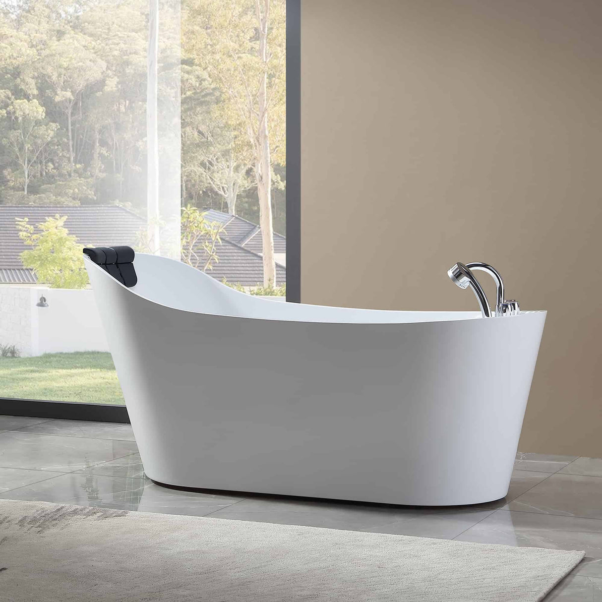 Empava 67AIS09 67-In Whirlpool Freestanding Acrylic Bathtub at Aurora Sanctuary - High Back Single-Ended Oval Bathtub Scene