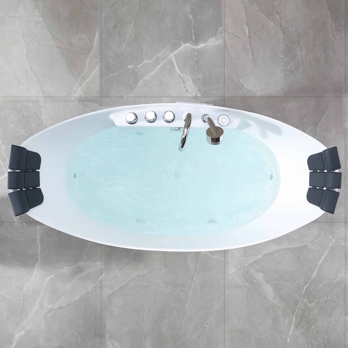 Empava 67AIS10 Whirlpool Freestanding Acrylic Hydromassage Oval Double-Ended Bathtub - Luxury Bathing Experience