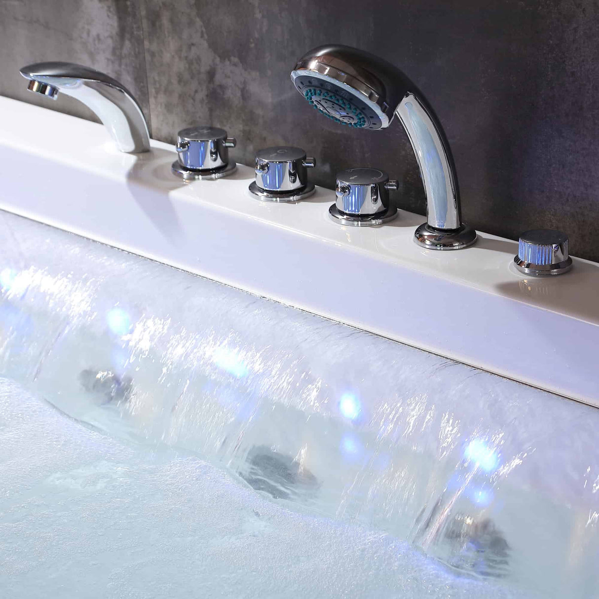 Empava 67JT351LED 67-Inch Whirlpool Bathtub with Chromatherapy LED waterfall spout - Product Image