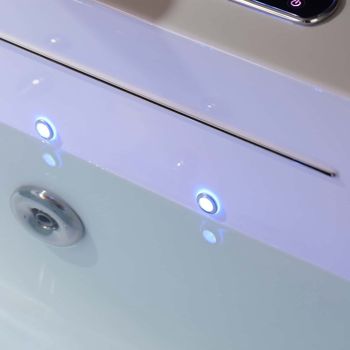 Empava 67JT351LED 67-In Whirlpool Bathtub with Chromatherapy LED lights and waterfall spout at Aurora Sanctuary