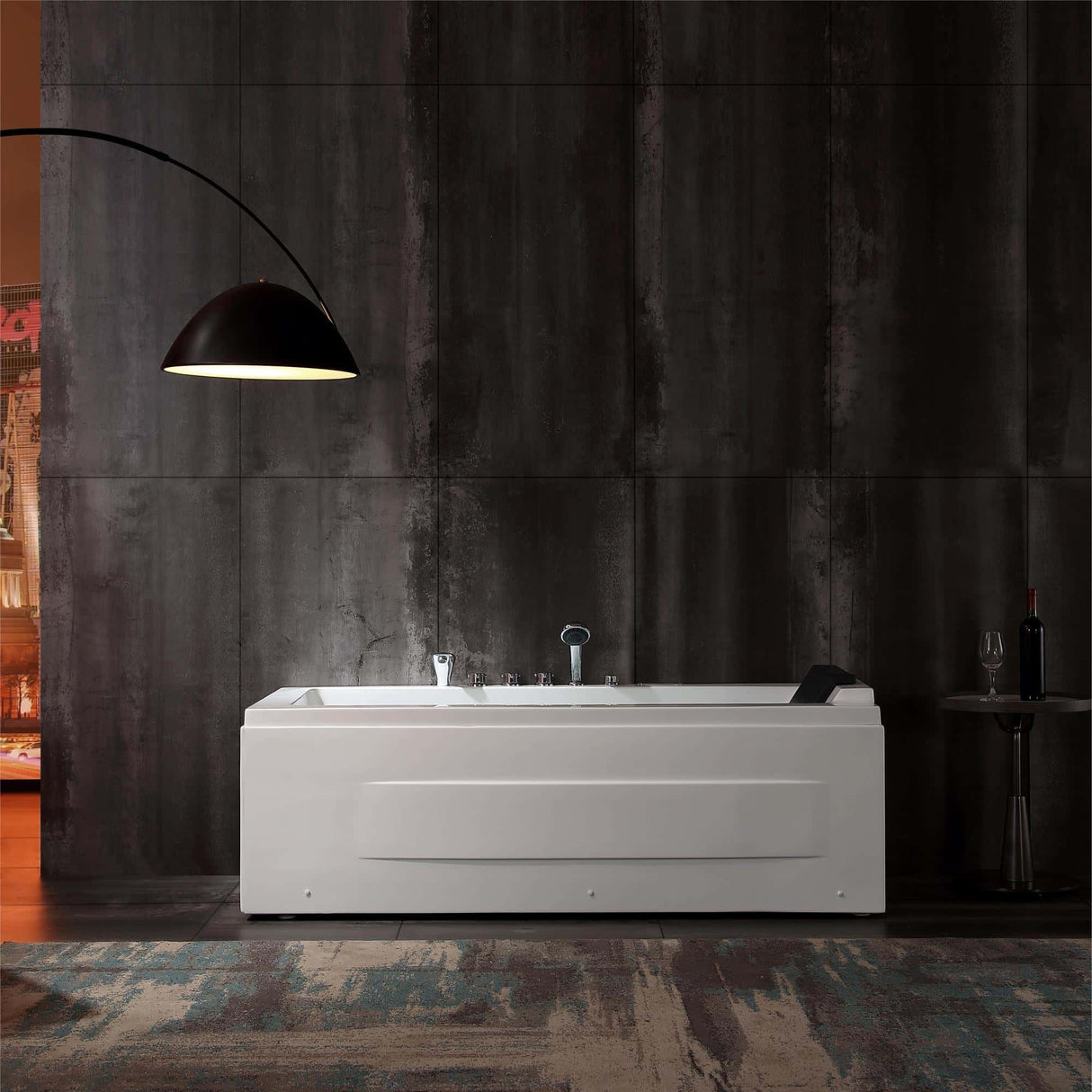 Empava 67JT351LED 67-Inch Whirlpool Bathtub with Chromatherapy Waterfall Spout in Rectangular Design - Available at Aurora Sanctuary
