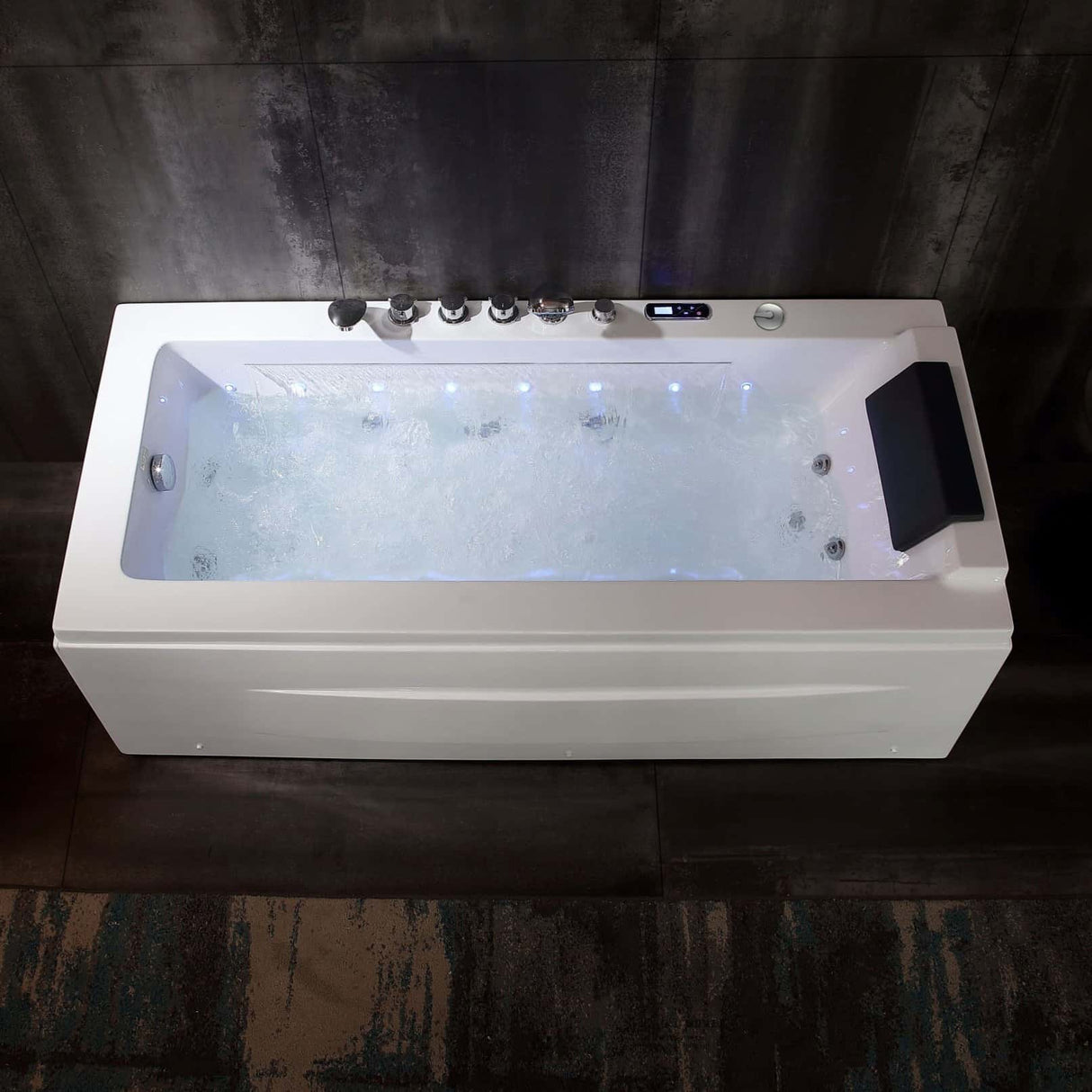 Empava 67JT351LED 67-Inch Whirlpool Bathtub with Chromatherapy Waterfall Spout in a Luxurious Scene