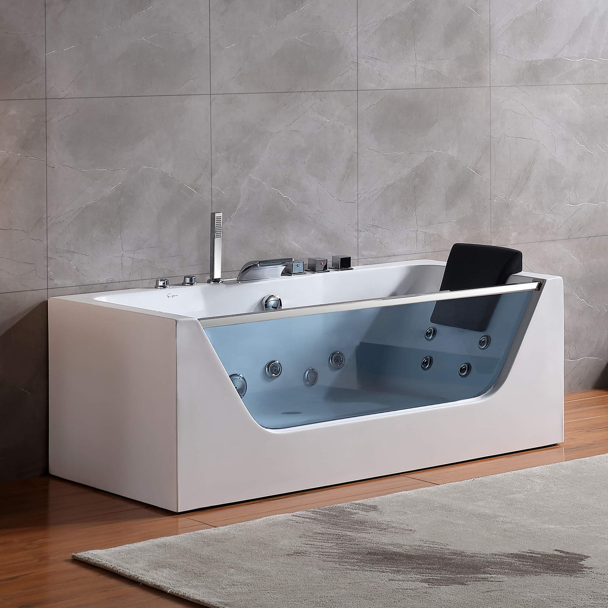 Empava 67JT408LED 67-Inch Whirlpool Bathtub with Chromatherapy - Luxurious Relaxation Experience