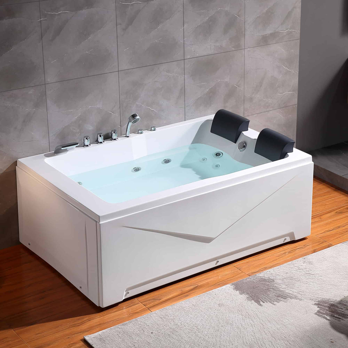 Empava 71JT667B Alcove Whirlpool Luxury 2-Person Hydromassage Tub - Relaxing spa experience in a spacious bathtub
