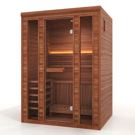 NEW Golden Designs 2025 "Andermatt Edition" 2 - 3 Person Traditional Steam Sauna GDI-7030-01 - Pacific Premium Clear Cedar
