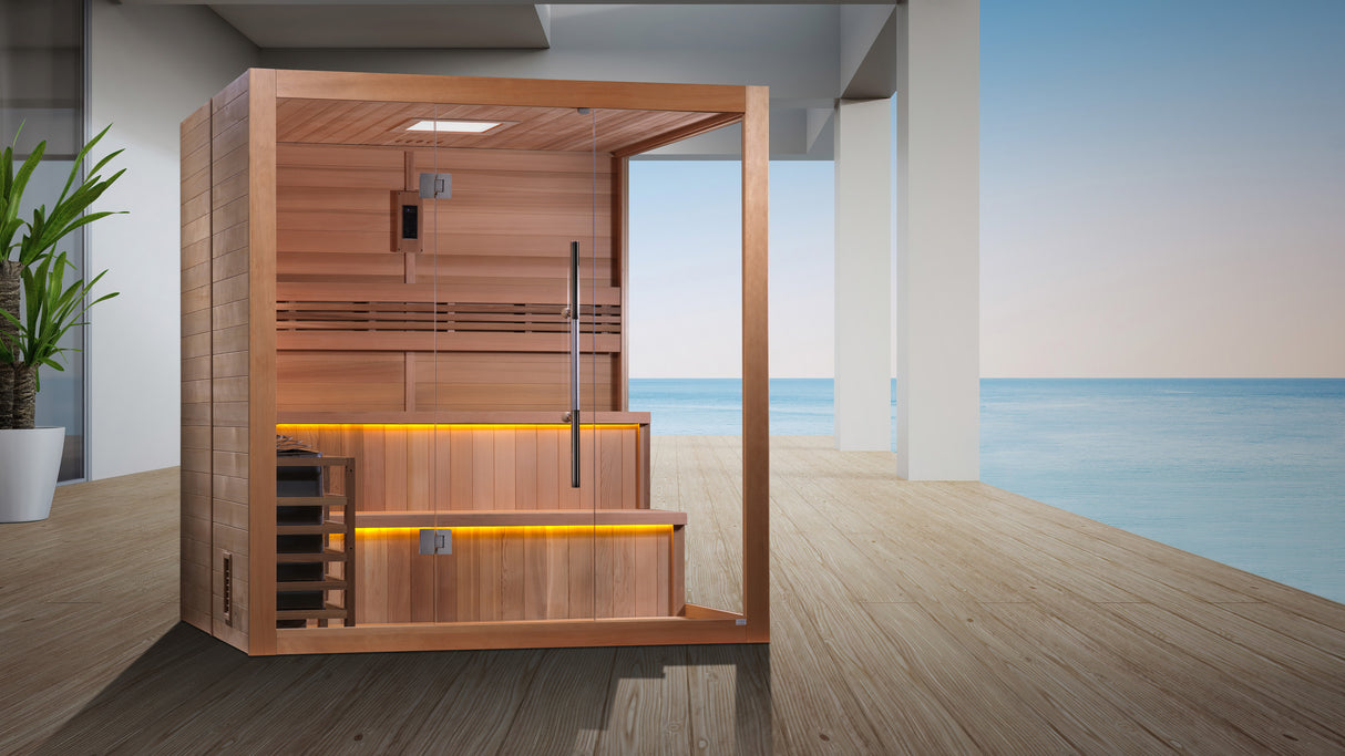 Premium 6-Person Traditional Sauna in Canadian Red Cedar Interior - High-Quality Home Sauna for Relaxation and Wellness