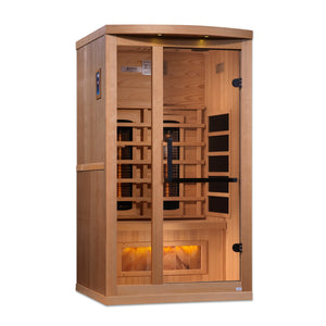 Golden Designs 1-Person Full Spectrum PureTech™ Near Zero EMF FAR Infrared Sauna with Himalayan Salt Bar Canadian Hemlock