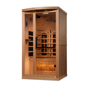 Golden Designs 1-Person Full Spectrum PureTech™ Near Zero EMF FAR Infrared Sauna with Himalayan Salt Bar Canadian Hemlock