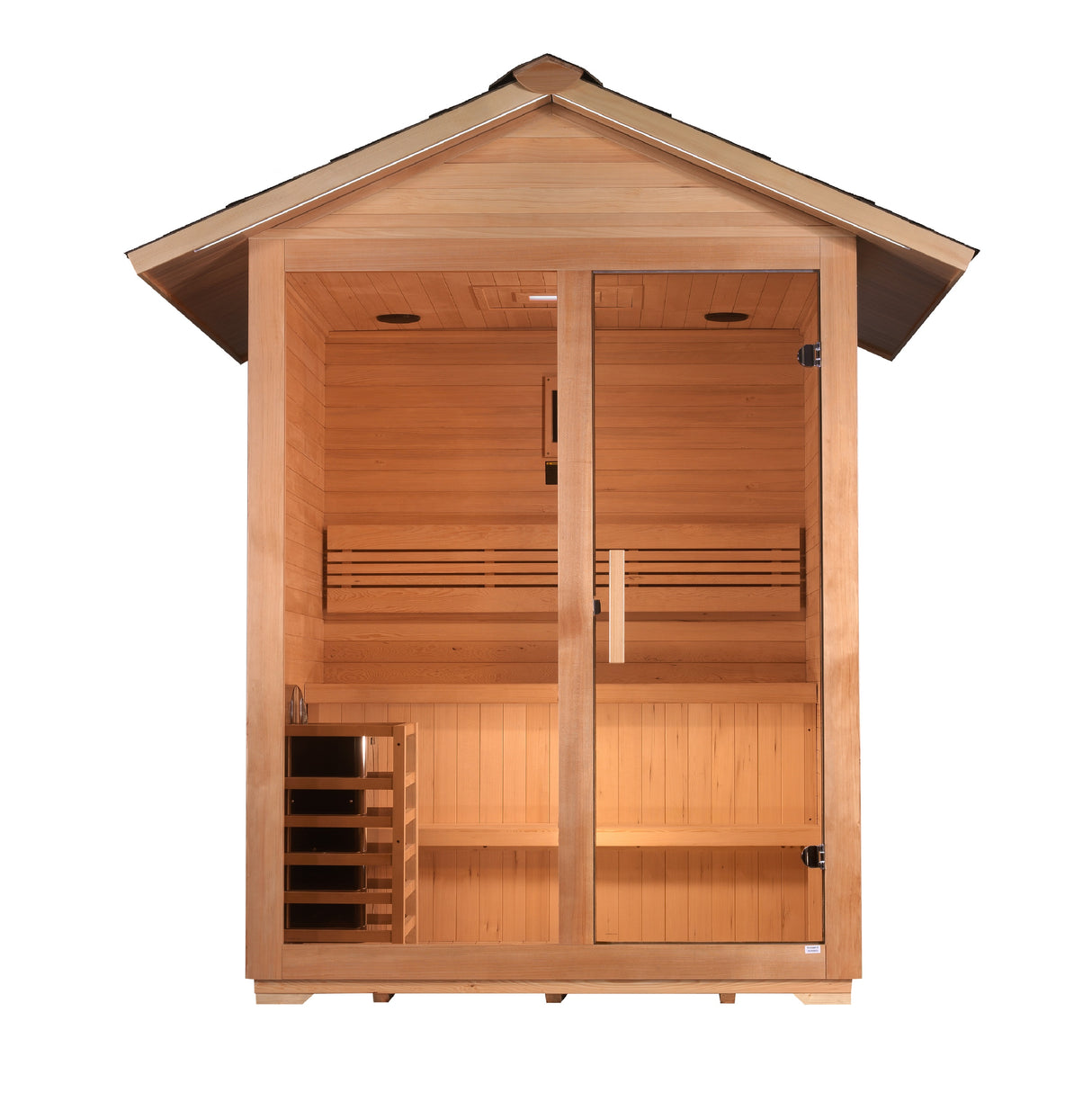 Golden Designs Arlberg 3-Person Outdoor Sauna - Relaxation and Luxury at Aurora Sanctuary