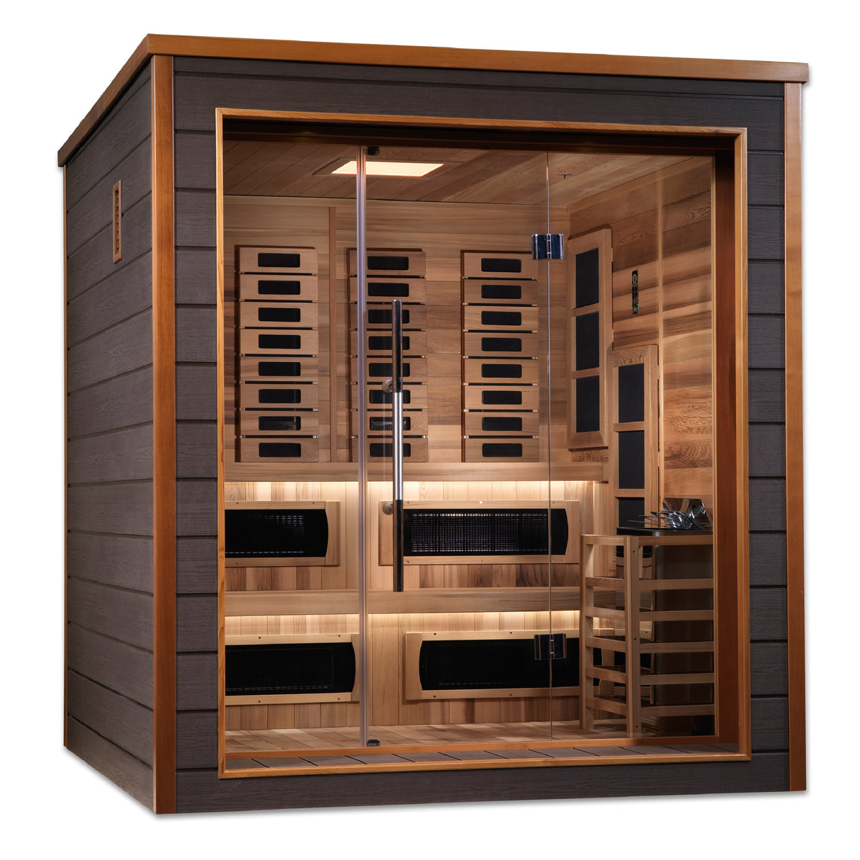 Golden Designs Karlstad 6 Person Outdoor-Indoor PureTech™ Hybrid Full Spectrum Sauna GDI-8226-01 - Canadian Red Cedar Interior