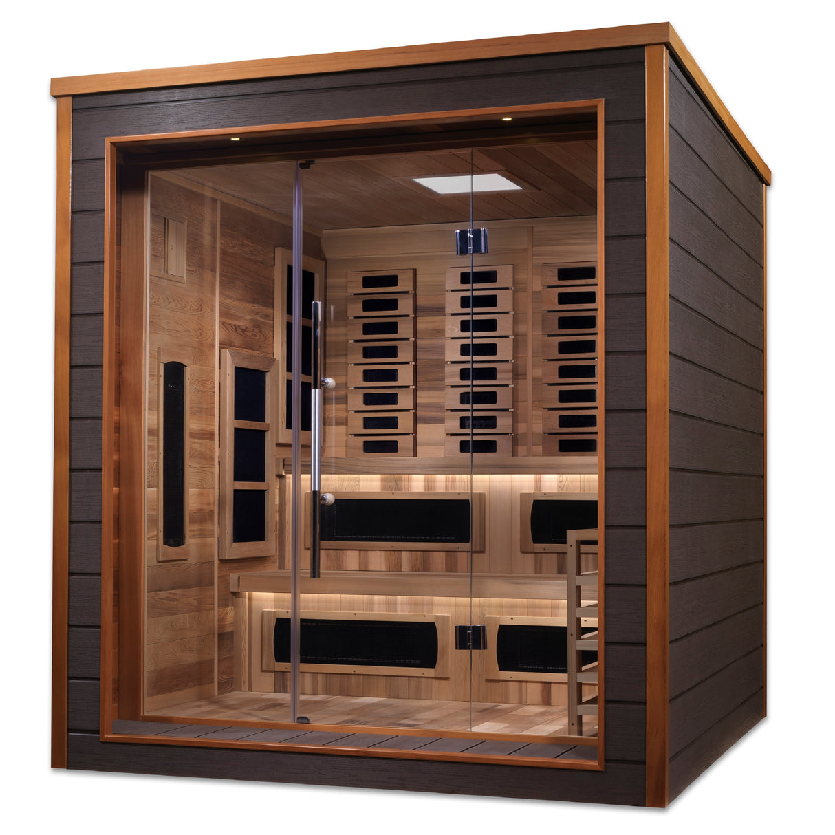 Golden Designs Karlstad 6 Person Outdoor-Indoor PureTech™ Hybrid Full Spectrum Sauna GDI-8226-01 - Canadian Red Cedar Interior