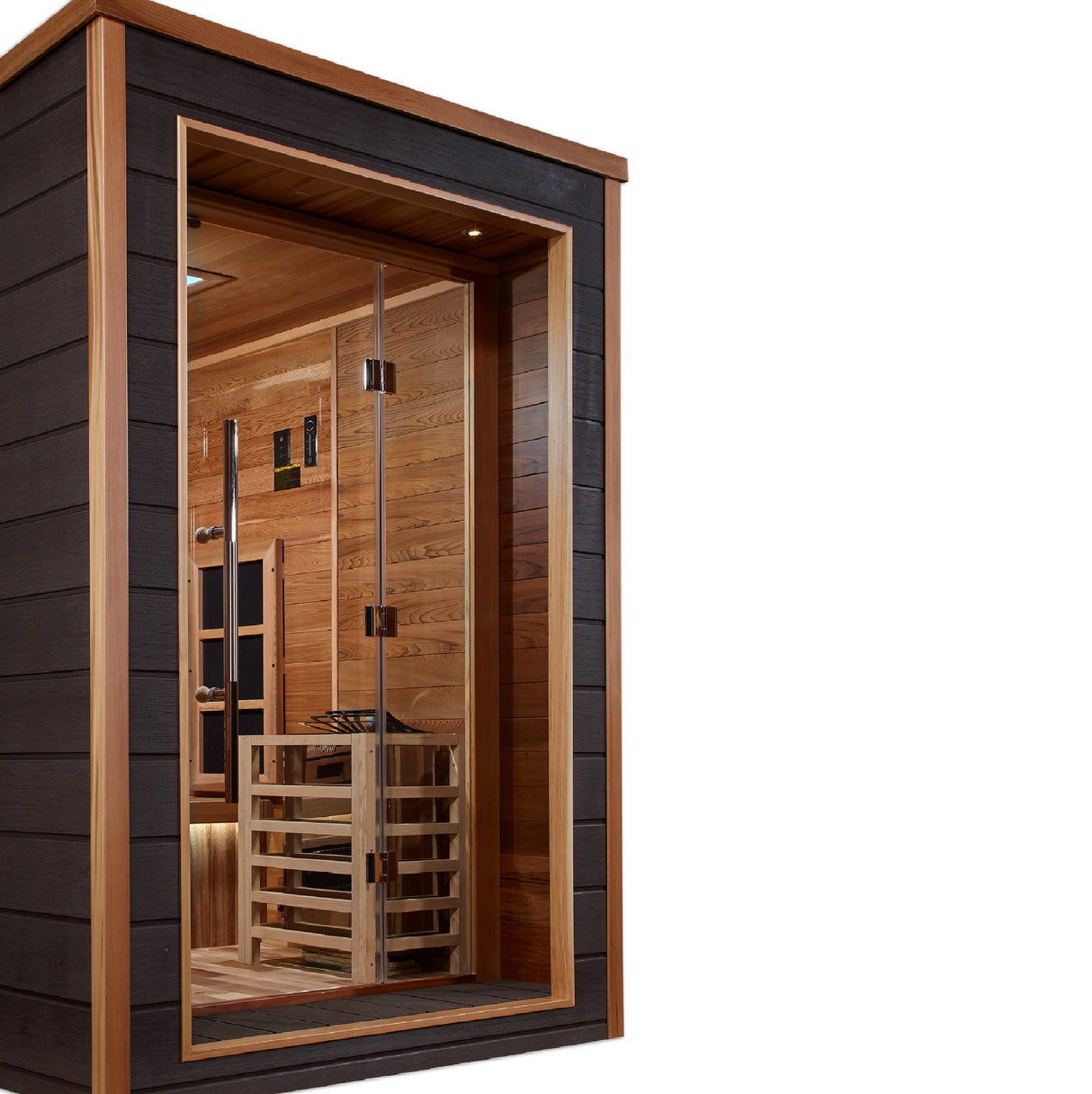 Golden Designs Karlstad 6 Person Outdoor-Indoor PureTech™ Hybrid Full Spectrum Sauna GDI-8226-01 - Canadian Red Cedar Interior