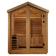Beautiful outdoor traditional sauna featuring Canadian Red Cedar interior, ideal for relaxation and rejuvenation
