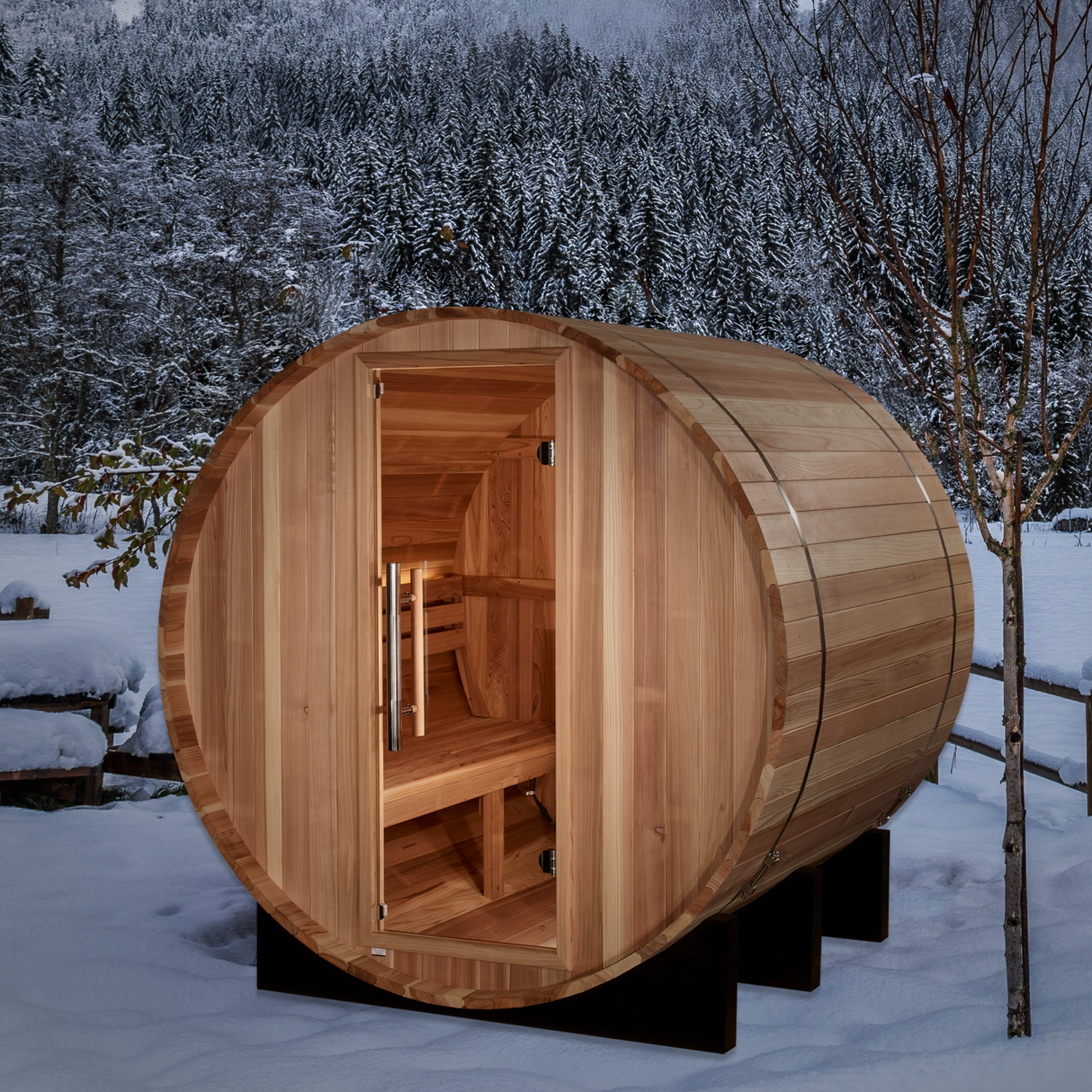 Golden Designs "St. Moritz" 2 Person Barrel Traditional Sauna - Pacific Cedar