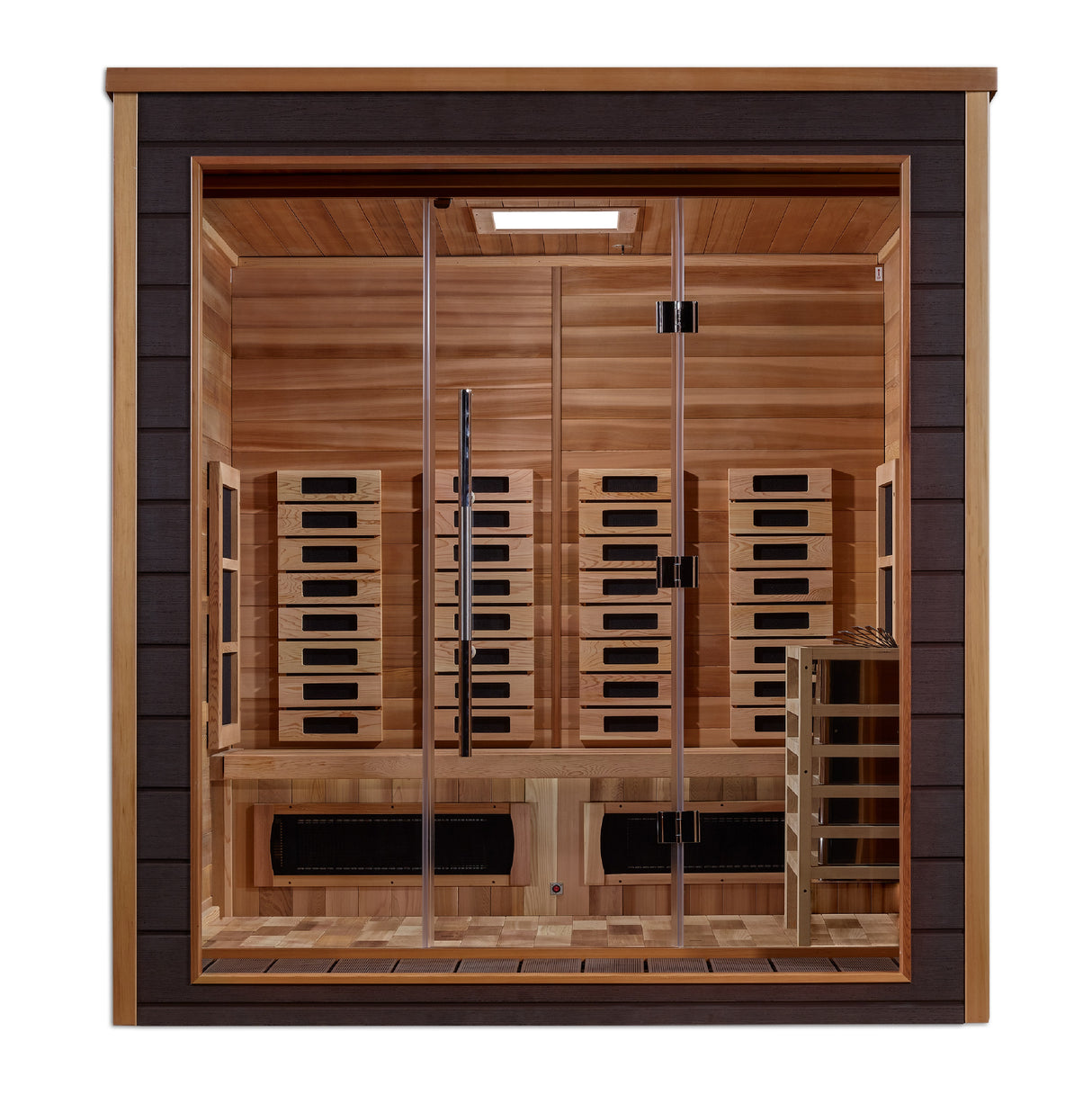 Golden Designs Visby 3 Person Outdoor-Indoor PureTech™ Hybrid Full Spectrum Sauna GDI-8223-01 - Canadian Red Cedar Interior