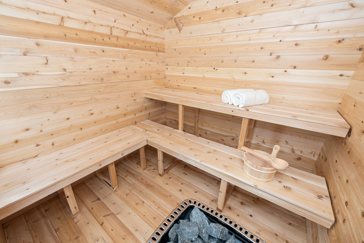 Shop the luxurious Dundalk Leisurecraft 6-Person Georgian Cabin Sauna at Aurora Sanctuary
