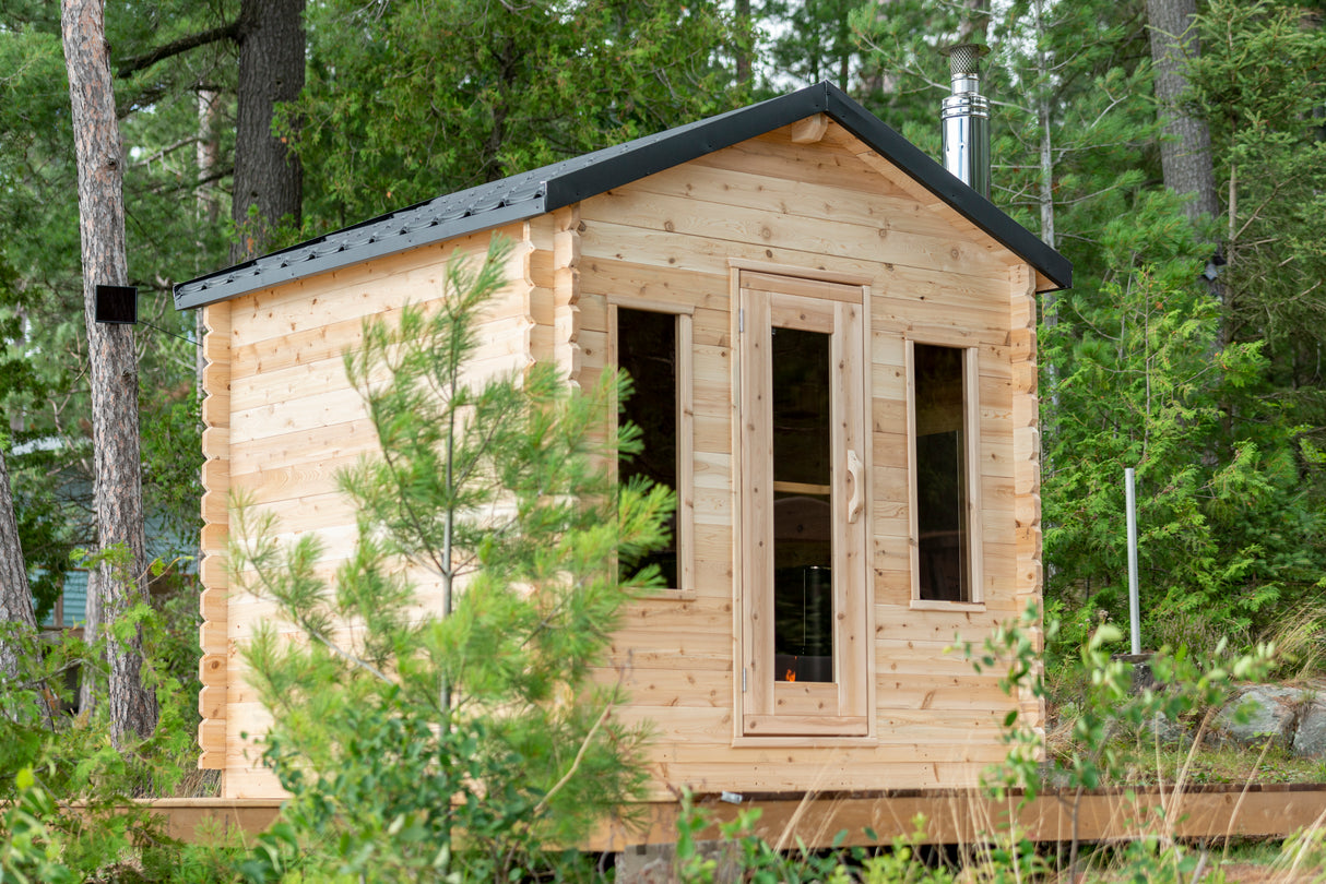 Dundalk Leisurecraft 6-Person Georgian Cabin Sauna showcased at Aurora Sanctuary