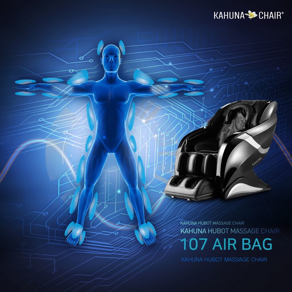 Kahuna massage chair showing the rhythmic air-cell movements for blood circulation