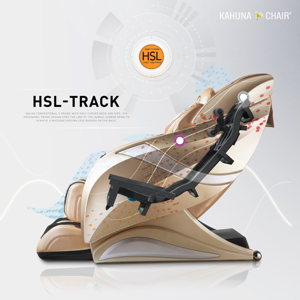 Kahuna massage chair demonstrating 4D+ massage rollers in action