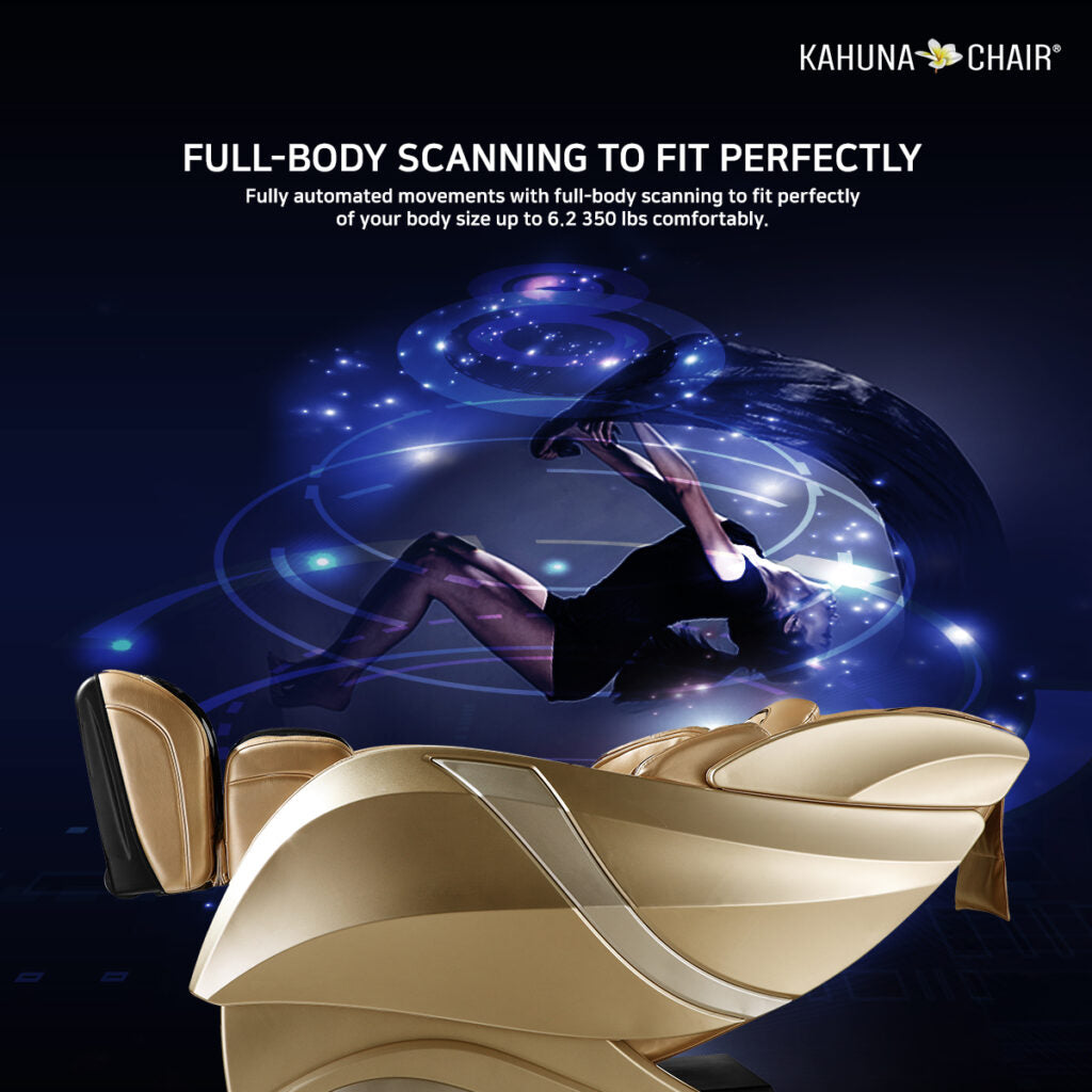 Kahuna massage chair with the tablet remote control displayed