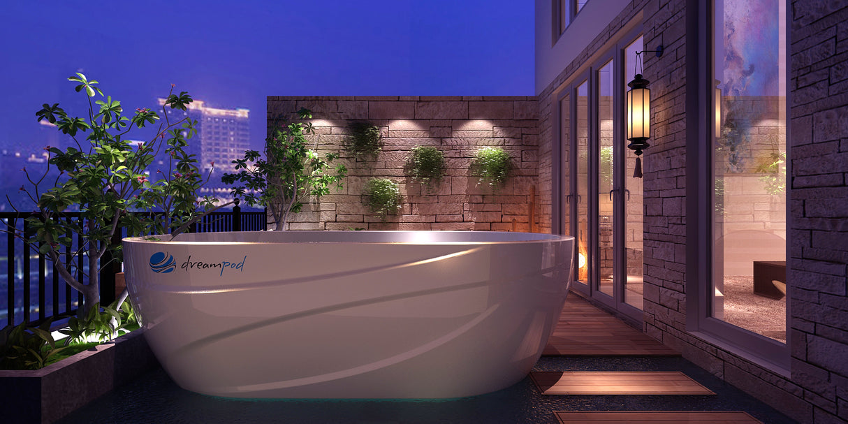 Dream Pod Fiberglass Ice Bath with Chiller at Aurora Sanctuary