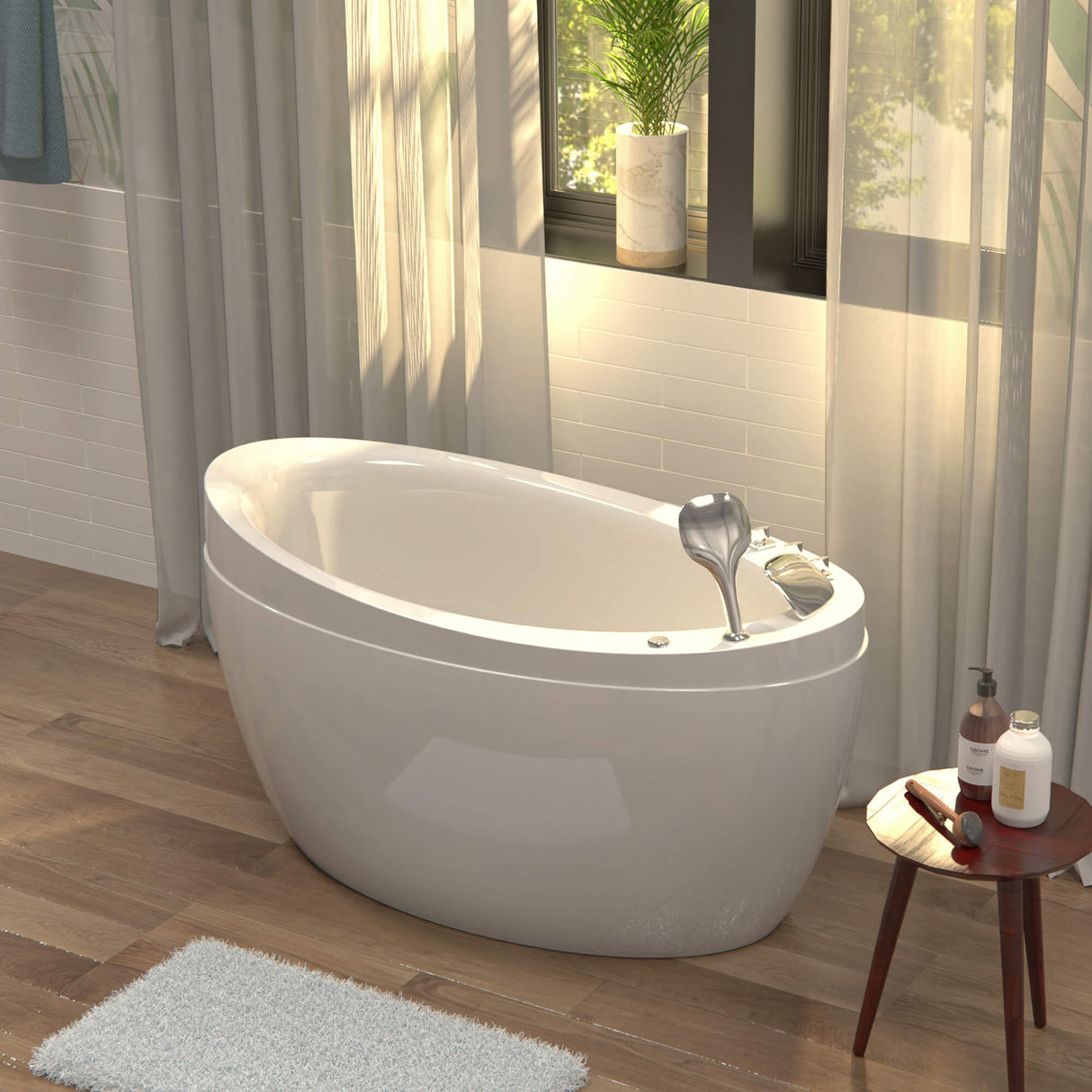 EMPAVA 59JT011 59 IN. FREESTANDING JAPANESE-STYLE AIR MASSAGE TUB