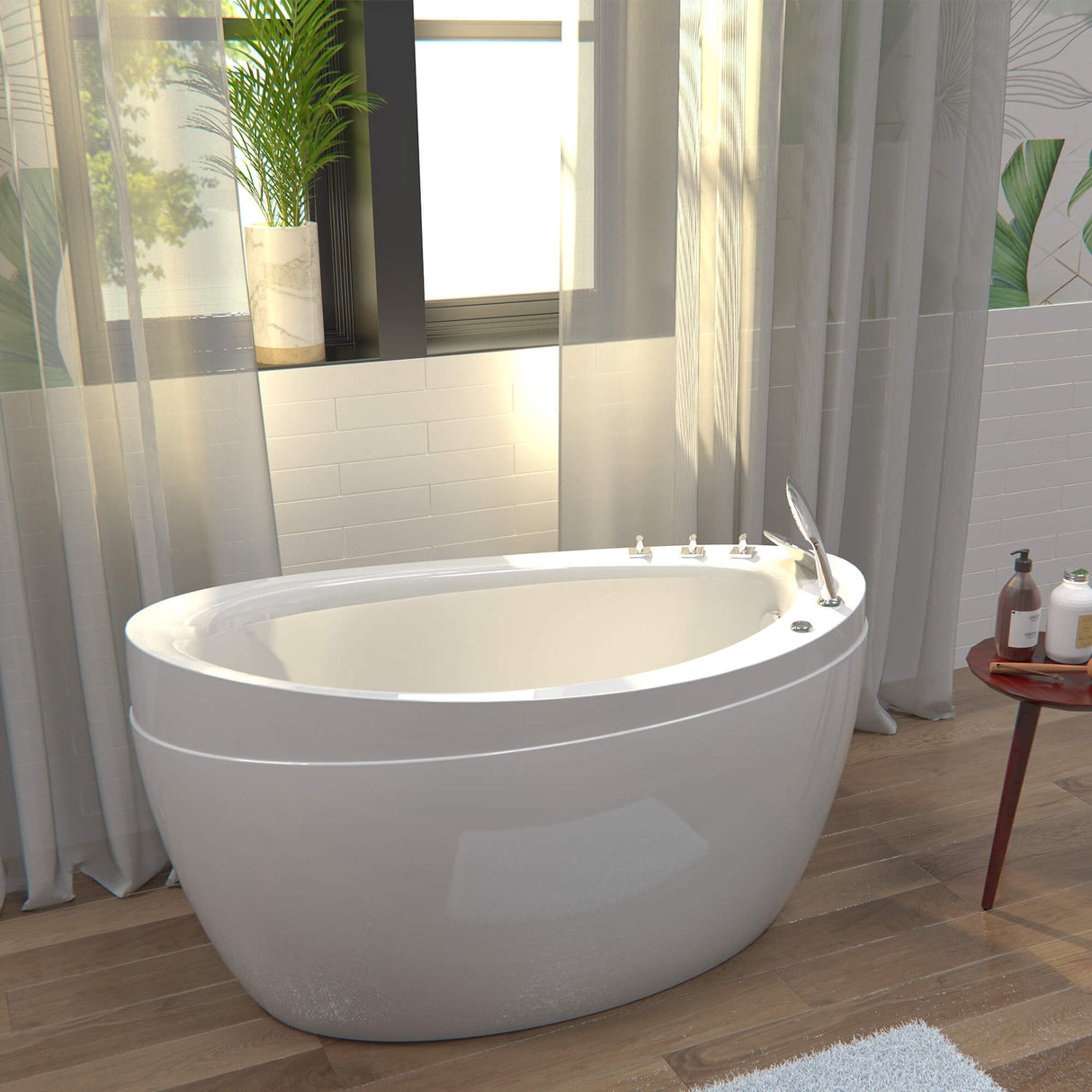 EMPAVA 48JT011 48 IN. JAPANESE-STYLE FREESTANDING OVAL AIR MASSAGE TUB