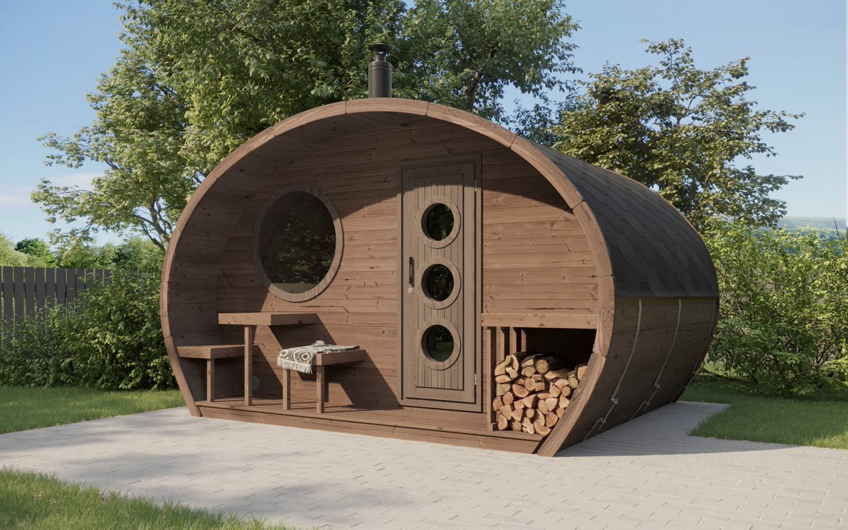 Saunalife Outdoor Hobhouse Barrel Sauna with Changing Room - Premium Quality, Stylish Design, Ideal for Relaxation and Privacy