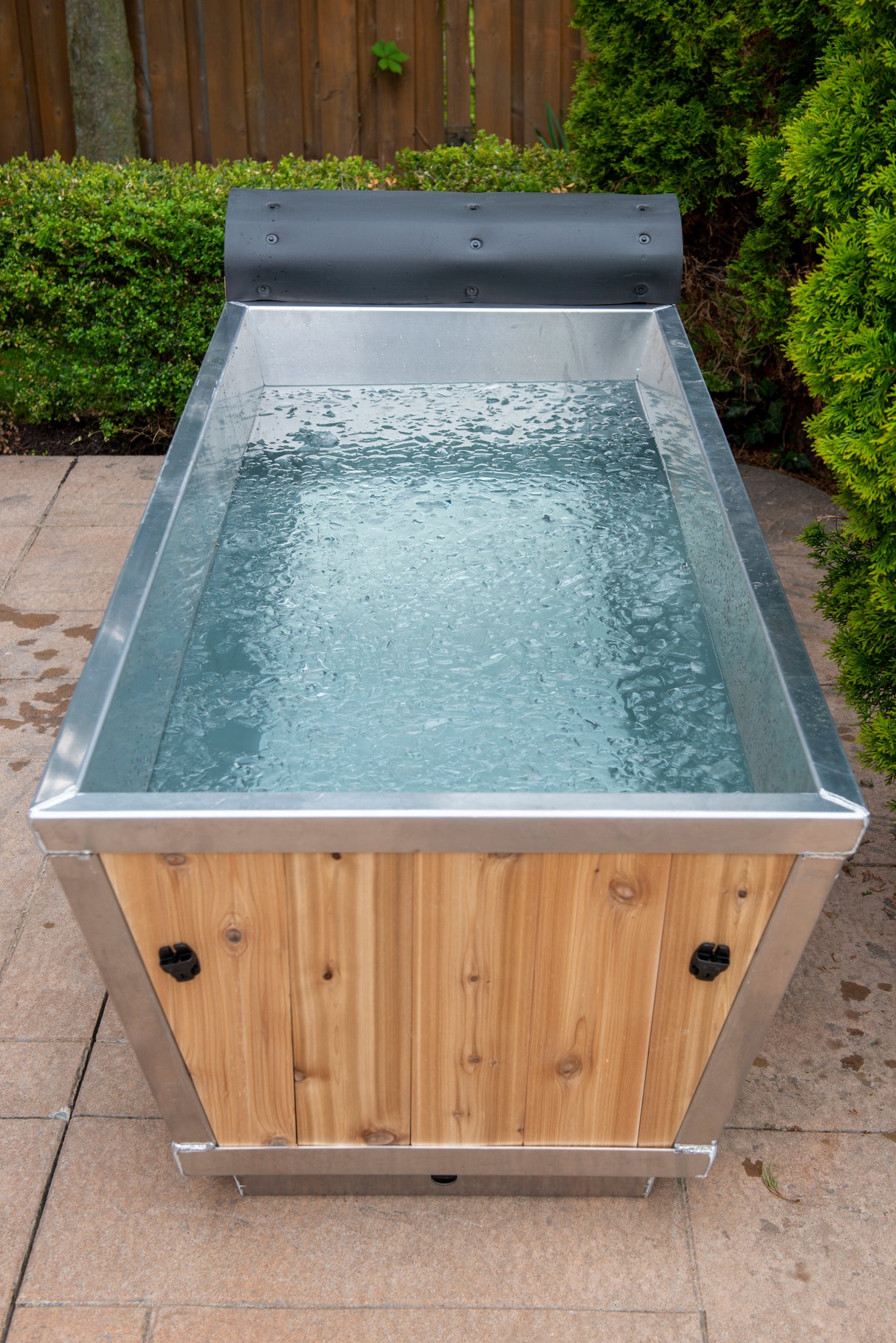 Canadian Timber Cold Plunge Tub - Premium Package showcased in beautiful outdoor setting at Aurora Sanctuary