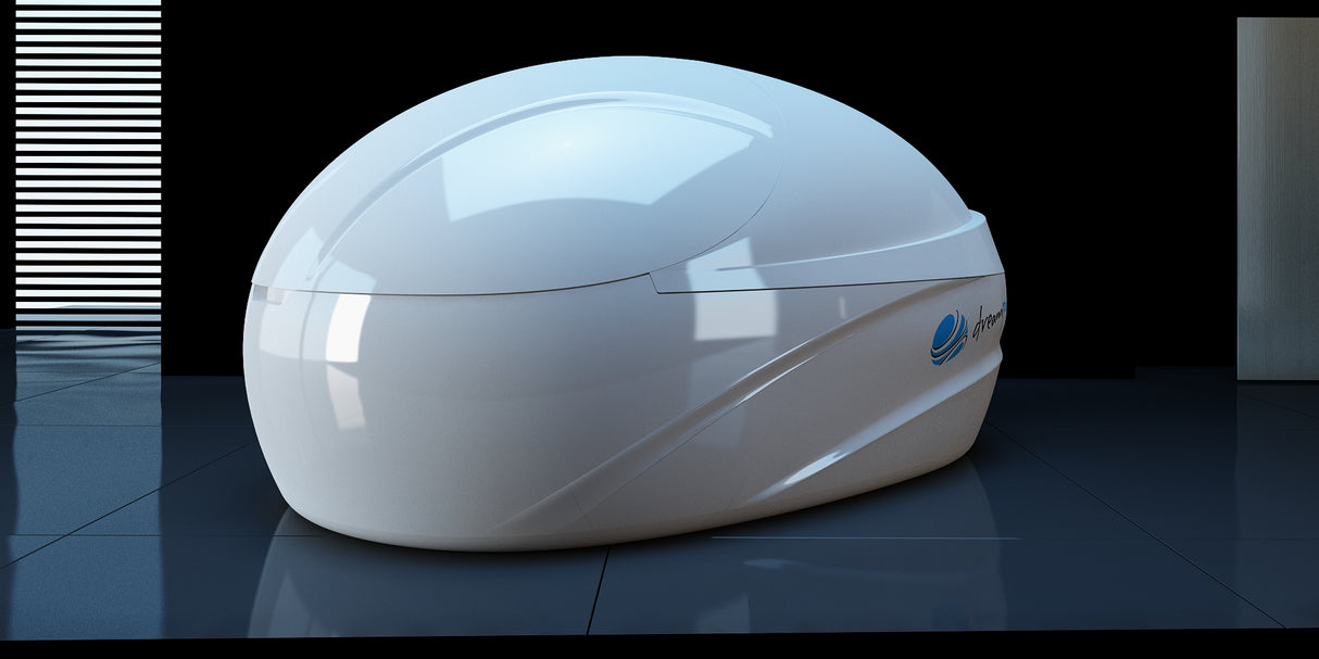 Dreampod VMAX Float Pod in white, offering the ultimate sensory deprivation experience at Aurora Sanctuary